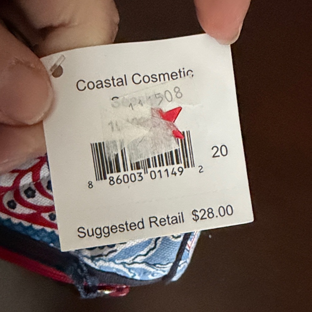 Vera Bradley Red and Blue Paisley cosmetic Pouch - Seaside Collection - Picture 3 of 5